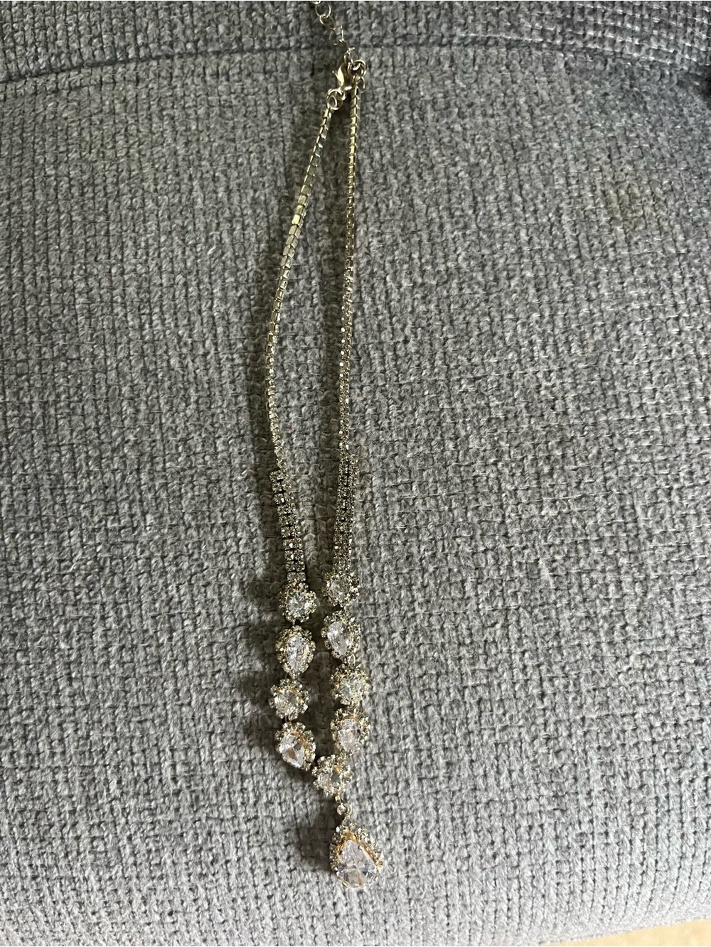 Gold Crystal Teardrop Pendant Necklace - Sparkling Women's Jewelry